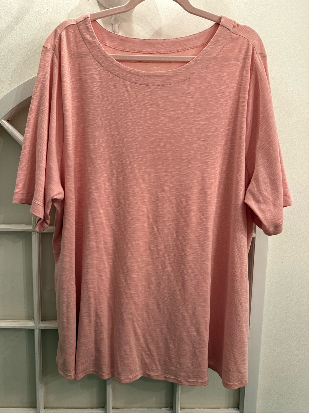J. Jill Pima-Slub Elbow-Sleeve Tee in Salmon Pink - 100% Pima Cotton - Size 3X - Picture 3 of 7